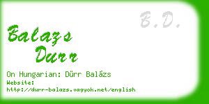 balazs durr business card